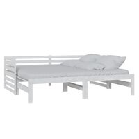 vidaXL Pull-out Day Bed White Solid Pinewood 2x(90x200) cm