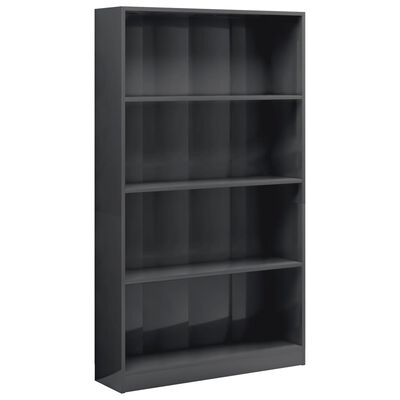 vidaXL 4-Tier Book Cabinet High Gloss Grey 80x24x142 cm Engineered Wood