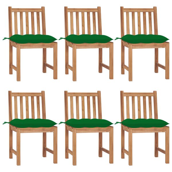 vidaXL Garden Chairs 6 pcs with Cushions Solid Teak Wood