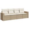 vidaXL 4 Piece Garden Sofa Set with Cushions Beige Poly Rattan