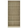 vidaXL 5-Tier Book Cabinet Sonoma Oak 80x24x175 cm Engineered Wood