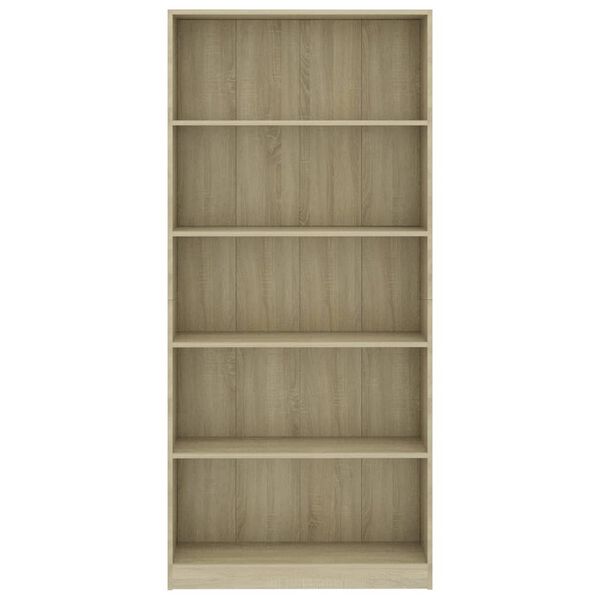vidaXL 5-Tier Book Cabinet Sonoma Oak 80x24x175 cm Engineered Wood