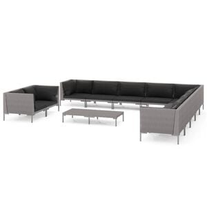 vidaXL Garden Lounge Set | Dark grey | Powder-coated steel | Large |  Durable
