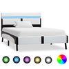 vidaXL Bed Frame with LED without Mattress White and Black 90x200 cm