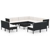 vidaXL 12 Piece Garden Lounge Set with Cushions Poly Rattan Black