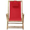 vidaXL Reclining Relaxing Chair Red Bamboo and Fabric