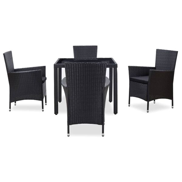 vidaXL 5 Piece Outdoor Dining Set Poly Rattan Black