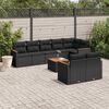vidaXL 9 Piece Garden Sofa Set with Cushions Black Poly Rattan