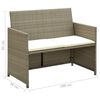 vidaXL 2 Seater Garden Sofa with Cushions Beige Poly Rattan