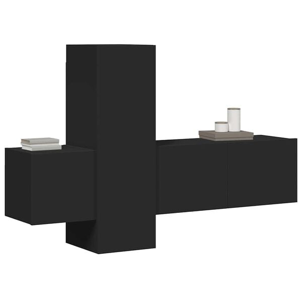 vidaXL 3 Piece TV Cabinet Set Black Engineered Wood