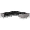 vidaXL 8 Piece Garden Lounge Set with Cushions Poly Rattan Dark Grey