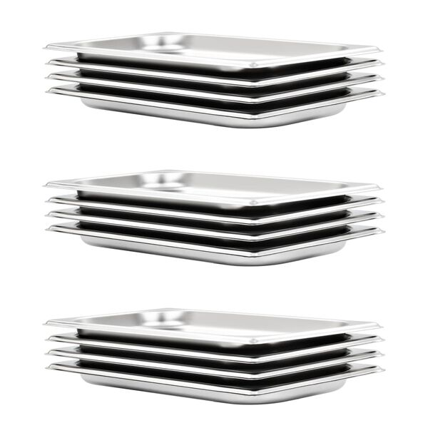 vidaXL Gastronorm Containers 12 pcs GN 1/3 20 mm Stainless Steel