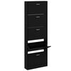 vidaXL Shoe Cabinet Black 59x17x169 cm Engineered Wood