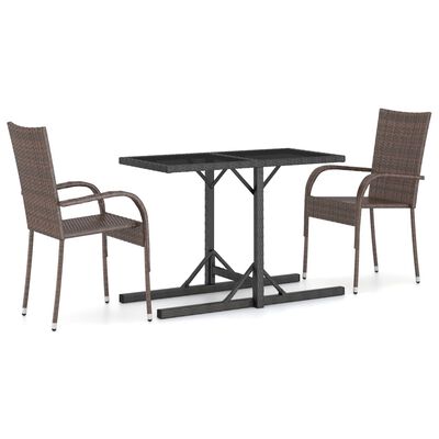 vidaXL 3 Piece Garden Dining Set Brown