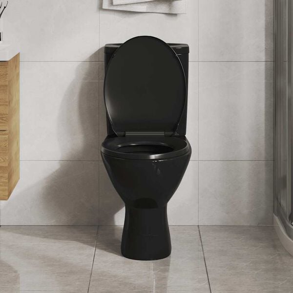 vidaXL Soft-close Toilet Seat with Quick-release Design Black