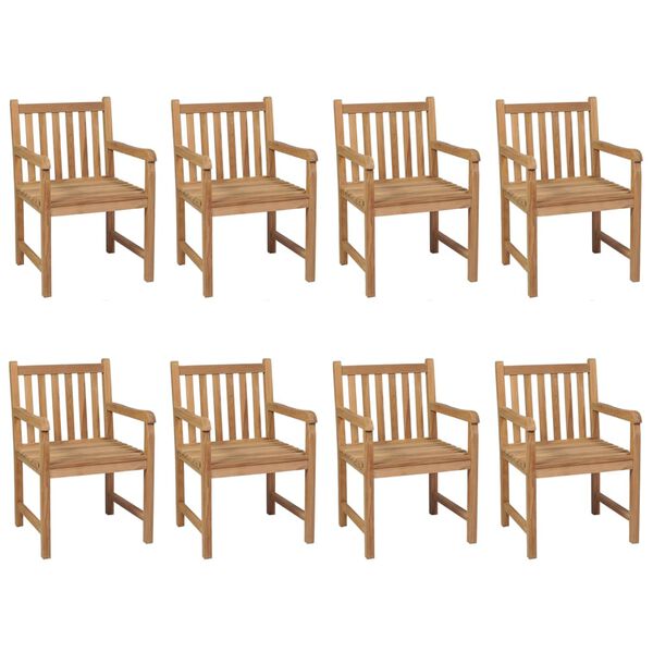 vidaXL Garden Chairs 8 pcs with Cream White Cushions Solid Teak Wood