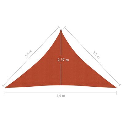 vidaXL Sunshade Sail 160 g/m² Terracotta 3.5x3.5x4.9 m HDPE