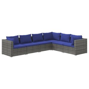 vidaXL Garden Lounge Set | Grey | PE rattan, powder-coated steel, plastic