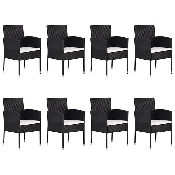 vidaXL 9 Piece Garden Dining Set Black