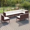 vidaXL 9 Piece Garden Lounge Set with Cushions Poly Rattan Brown