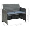 vidaXL 2 Seater Garden Sofa with Cushions Grey Poly Rattan