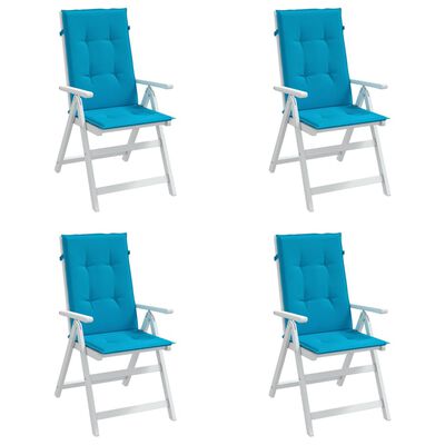 vidaXL Garden Highback Chair Cushions 4 pcs Blue 120x50x3 cm Fabric