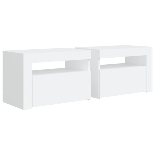 vidaXL Bedside Cabinets 2 pcs with LEDs White 60x35x40 cm