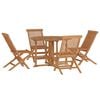 vidaXL 5 Piece Folding Outdoor Dining Set Solid Wood Teak