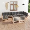 vidaXL 9 Piece Garden Lounge Set with Cushions Solid Pinewood