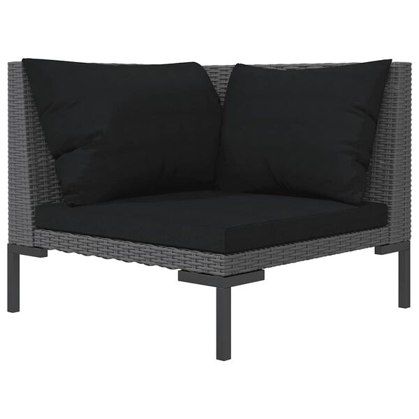 vidaXL Garden Sofa with Cushions Half Round Poly Rattan