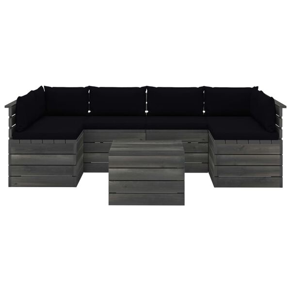 vidaXL 7 Piece Garden Pallet Lounge Set with Cushions Solid Pinewood