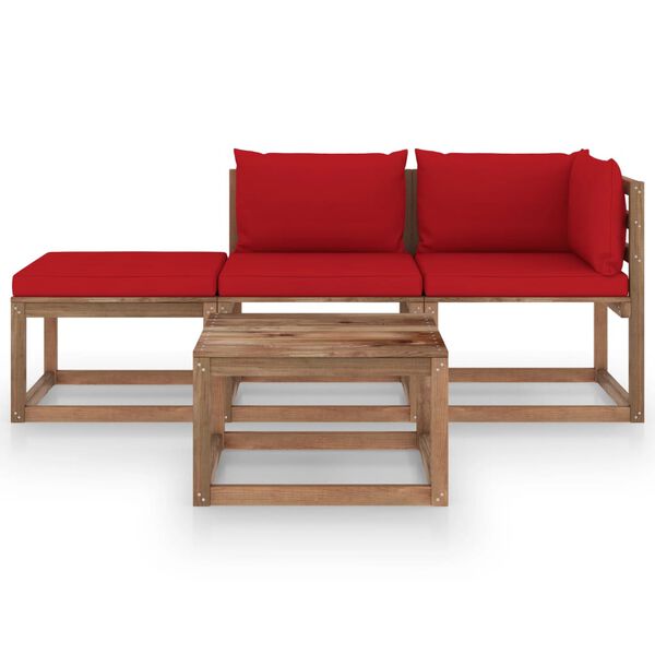 vidaXL 4 Piece Garden Pallet Lounge Set with Cushions Impregnated Pinewood