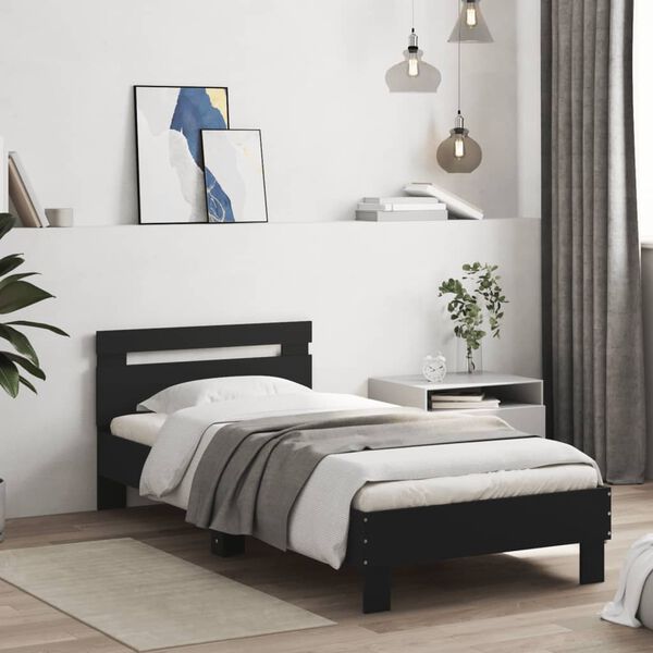 vidaXL Bed Frame without Mattress with Headboard Black 90x200 cm