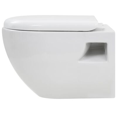 vidaXL Wall-Hung Toilet Ceramic White