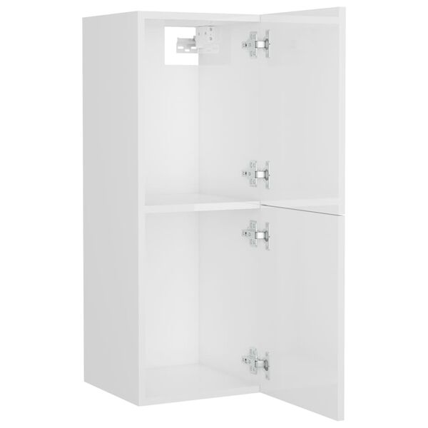 vidaXL Bathroom Cabinet High Gloss White 30x30x80 cm Engineered Wood