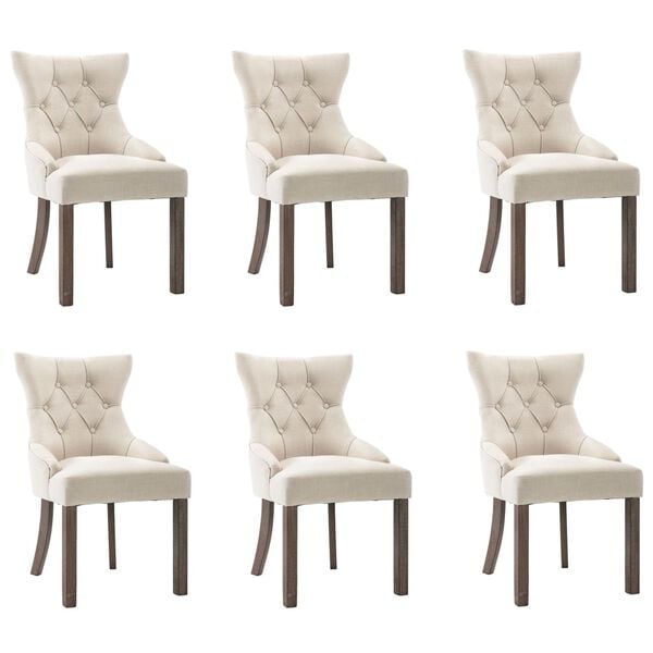 vidaXL Dining Chairs 6 pcs Beige Fabric
