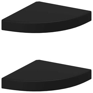 vidaXL Corner Shelf | Set of 2 | Black | Honeycomb MDF, metal | 25x25x3.8 cm