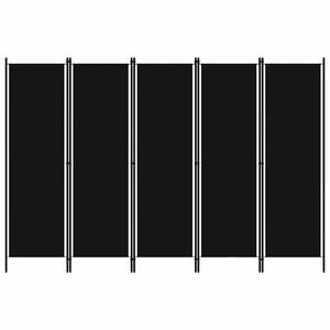 vidaXL 5-Panel Room Divider Black 250x180 cm