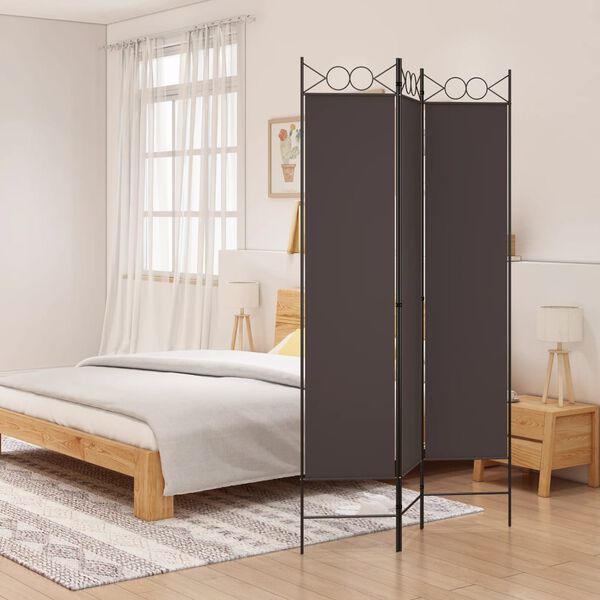 vidaXL 3-Panel Room Divider Brown 120x200 cm Fabric
