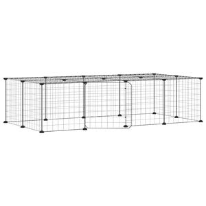 vidaXL Pet Cage | Black | Powder-coated steel | 35 x 35 cm panels | Modular
