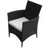 vidaXL 7 Piece Outdoor Dining Set with Cushions Poly Rattan Black