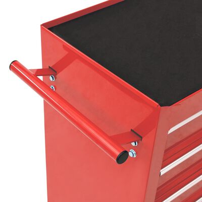 vidaXL Tool Trolley with 10 Drawers Steel Red (147175+147176)
