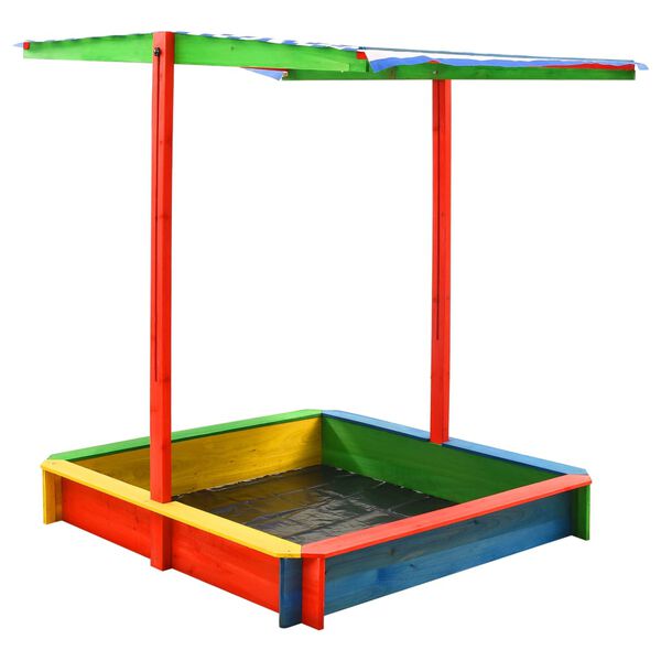 vidaXL Sandbox with Adjustable Roof Fir Wood Multicolour UV50