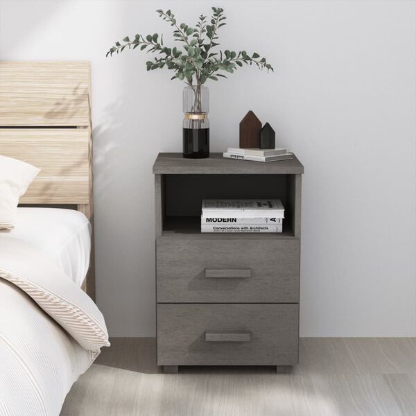 vidaXL Bedside Cabinet HAMAR Light Grey 40x35x62 cm Solid Wood Pine