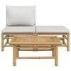 vidaXL 3 Piece Garden Lounge Set with Light Grey Cushions Bamboo
