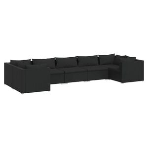 vidaXL Garden Lounge Set | Black | PE rattan, powder-coated steel, plastic