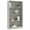 vidaXL 4-Tier Book Cabinet Concrete Grey 80x24x142 cm Engineered Wood