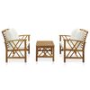 vidaXL 3 Piece Garden Lounge Set with Cushions Solid Acacia Wood