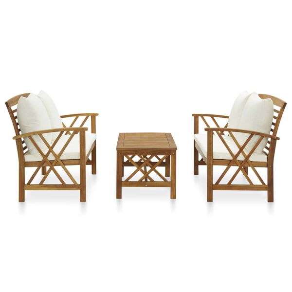 vidaXL 3 Piece Garden Lounge Set with Cushions Solid Acacia Wood