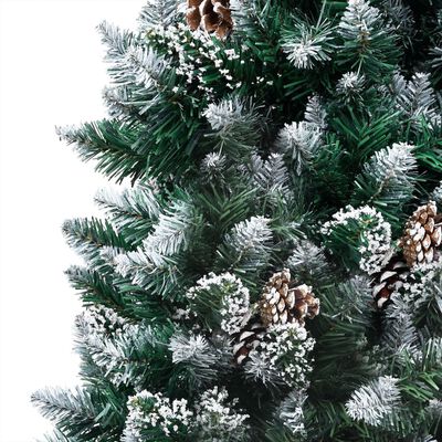 vidaXL Artificial Christmas Tree LEDs&Pine Cones&White Snow 240 cm